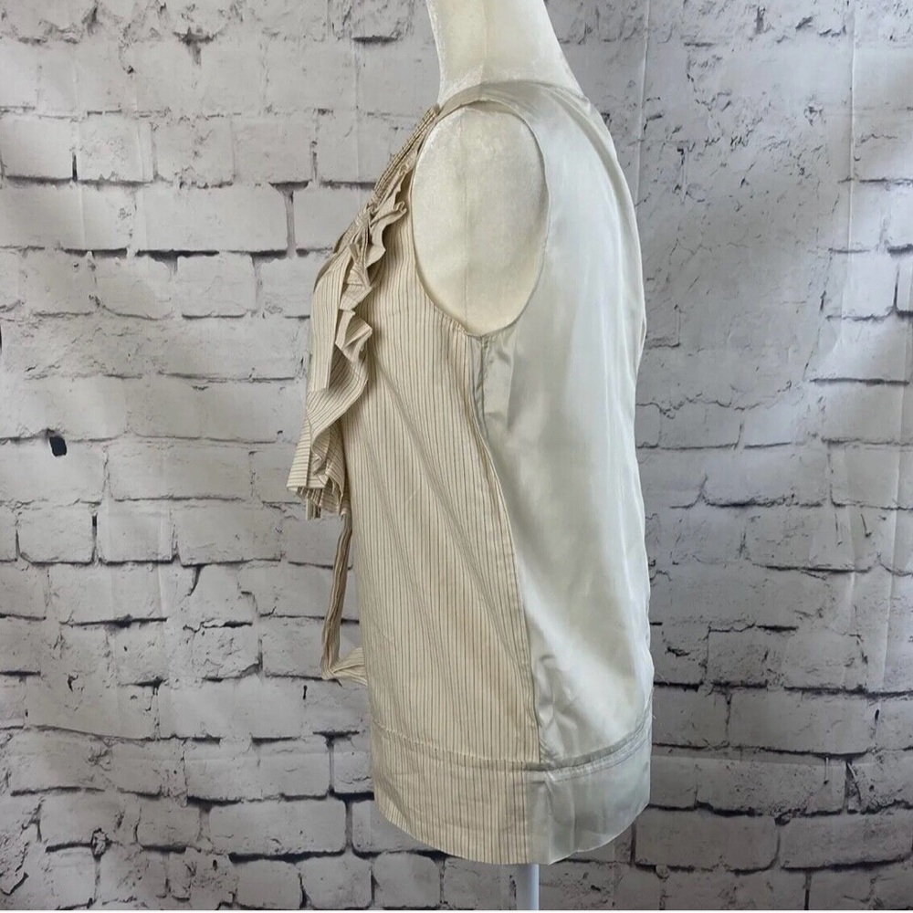 Marni Blouse Womens Size Medium 38EU Bow Striped Top Beige Sleeveless Cotton - Picture 2 of 7